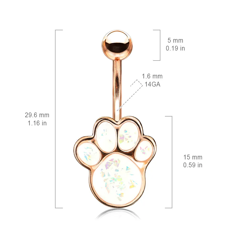 Paw Pals Opal Belly Bar with Gold Plating