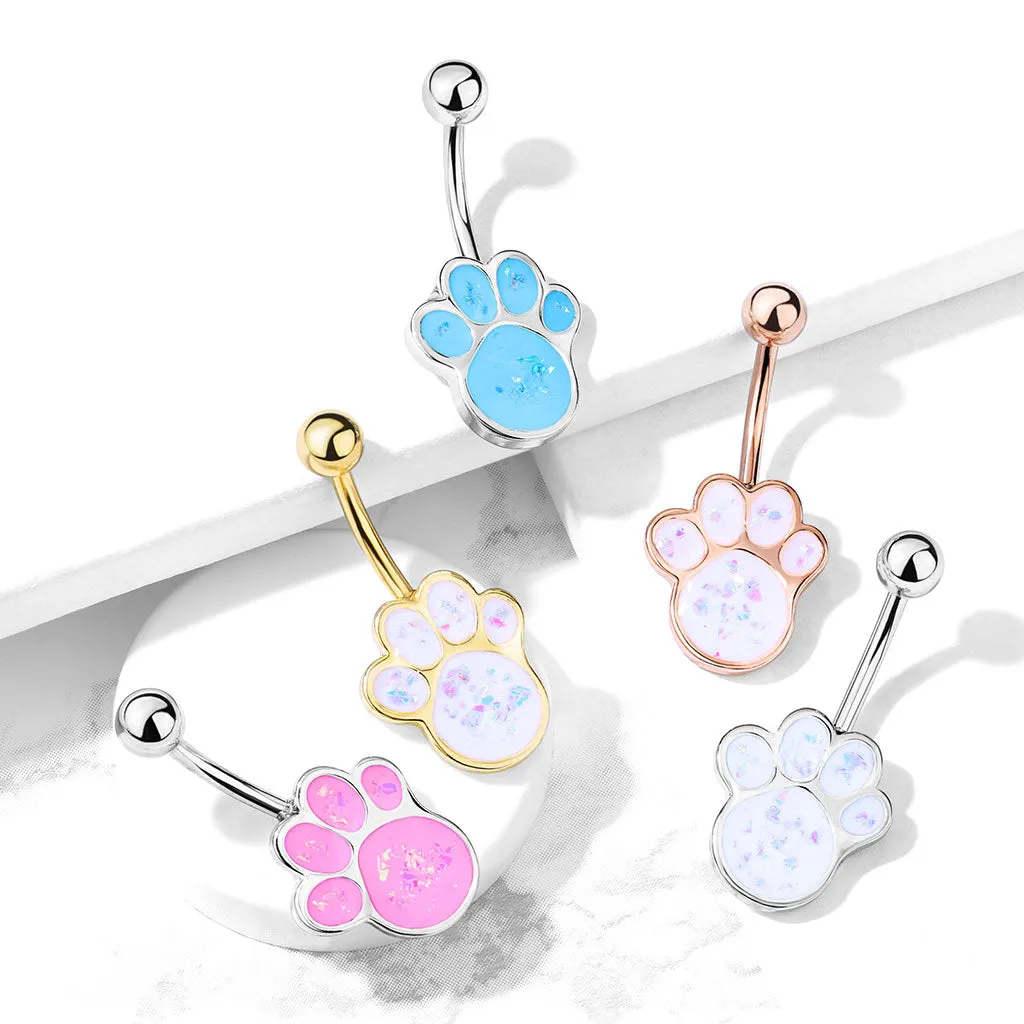 Paw Pals Opal Belly Bar with Gold Plating