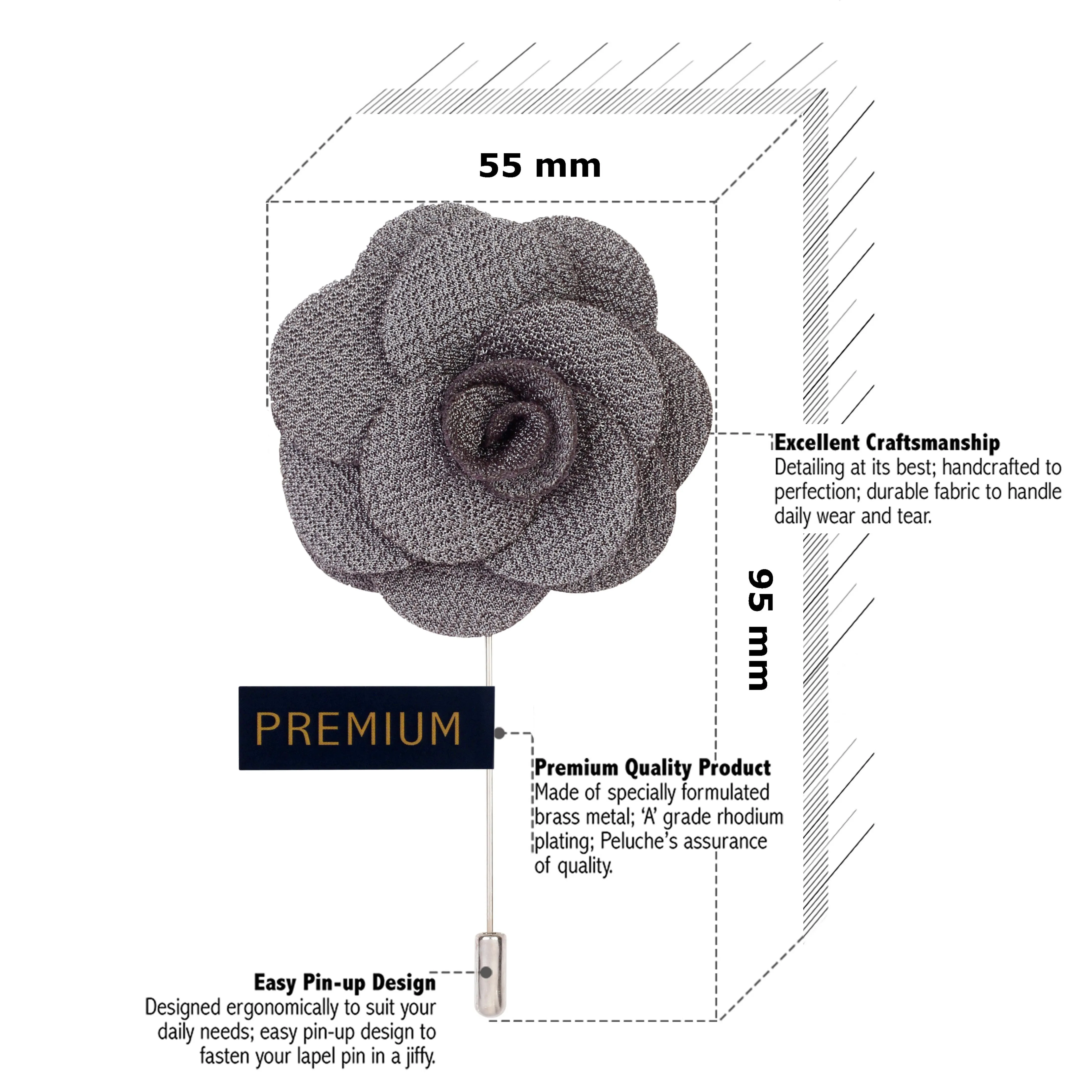 Peluche Brawny Delicacy Grey Brooch Lapel Pin