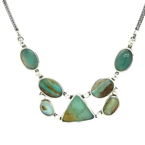 Peruvian Blue Opal & Sterling Silver Geometric Necklace