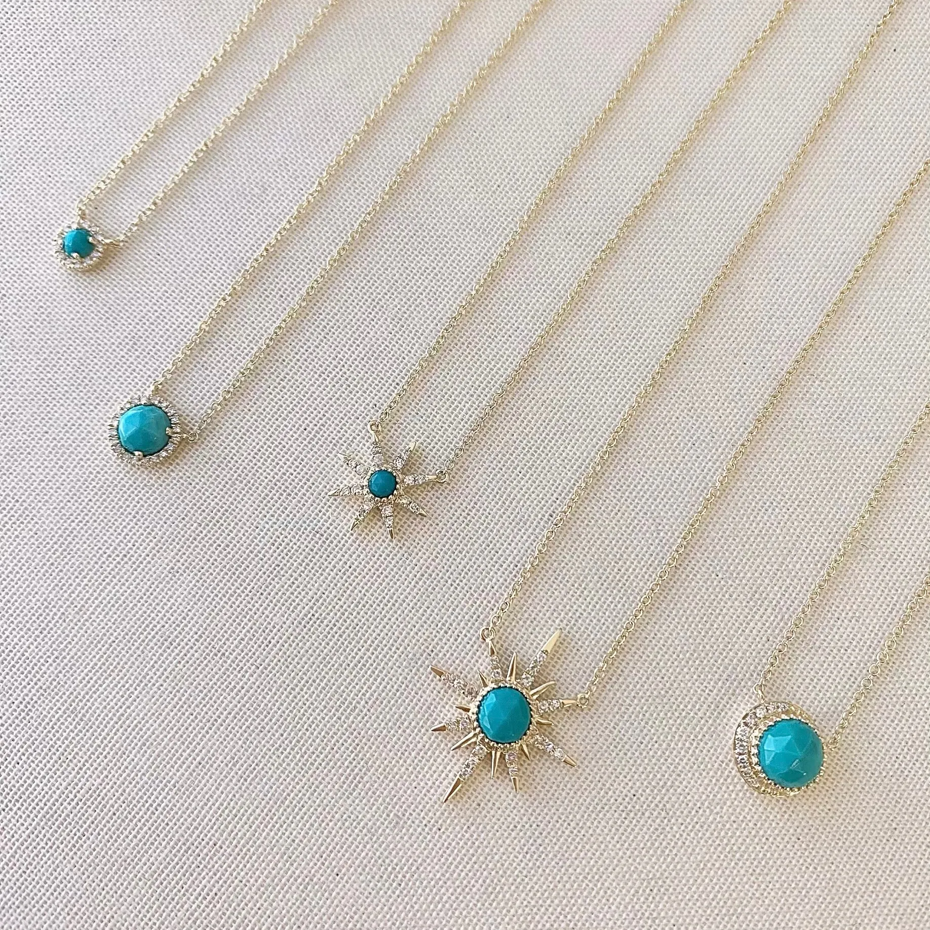 Petite Starburst Turquoise & Diamond Necklace