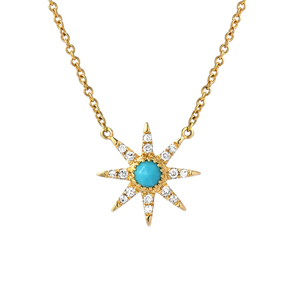 Petite Starburst Turquoise & Diamond Necklace