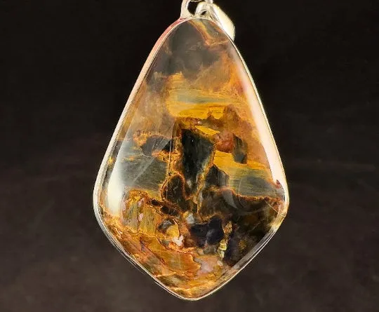 PIETERSITE Crystal Pendant - Top Grade AA, Sterling Silver, Arrowhead - Fine Jewelry, Healing Crystals and Stones, 54157