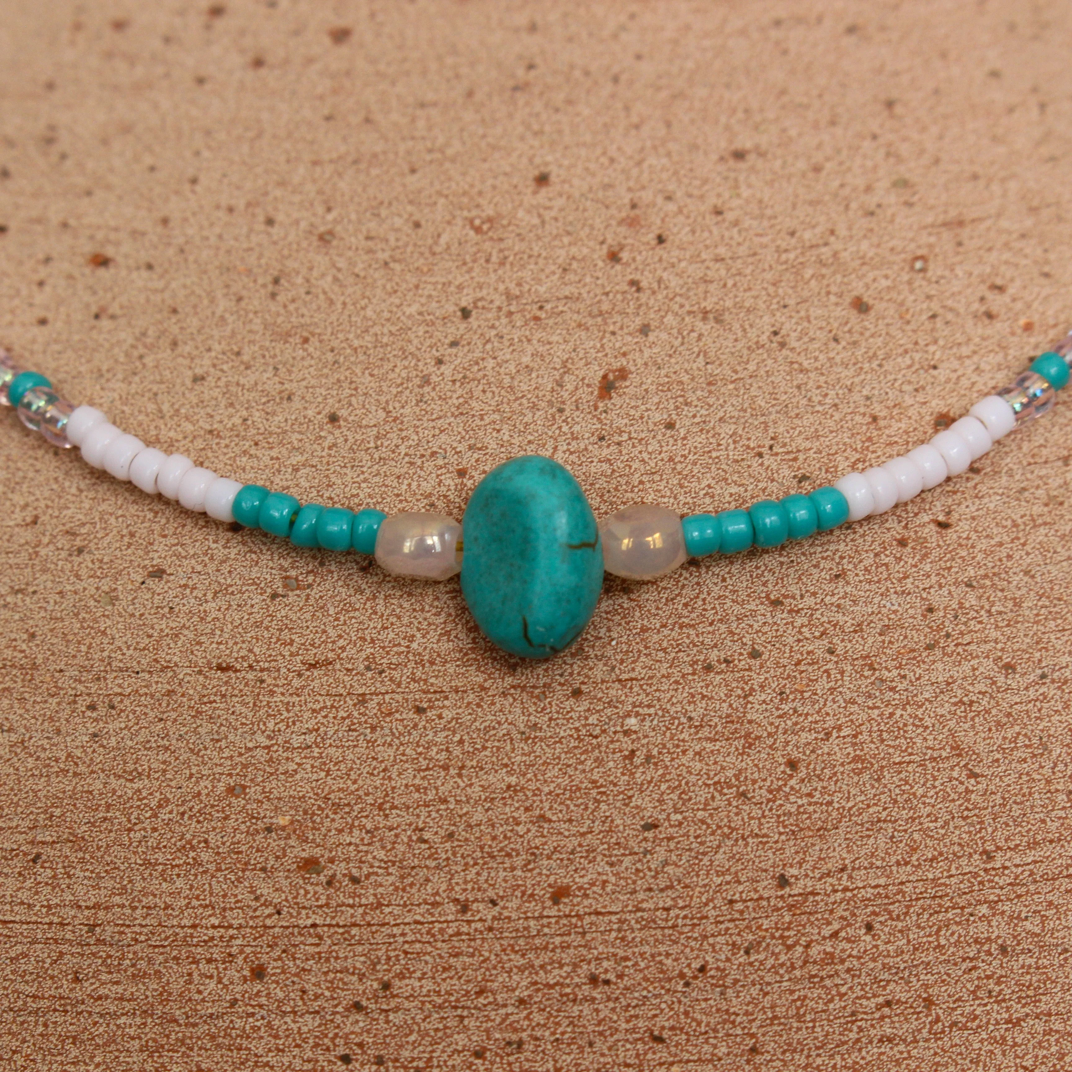 Pink and Turquoise Beaded Necklace