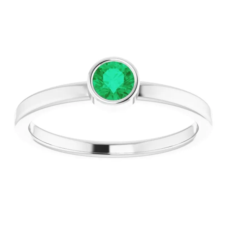 Platinum 4 mm Natural Emerald Ring