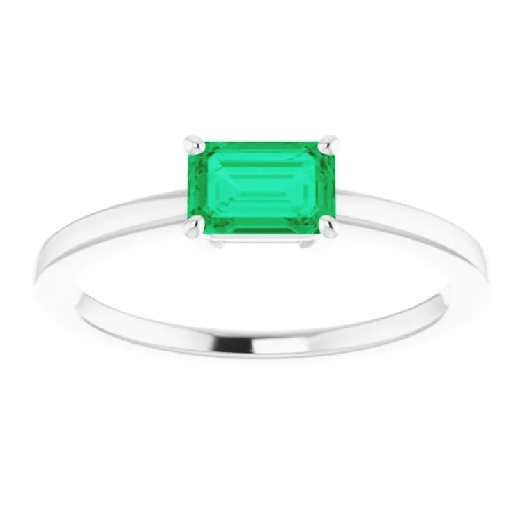 Platinum Lab-Grown Emerald Ring