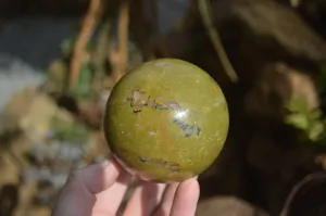 Polished Green Opal Spheres  x 3 From Madagascar