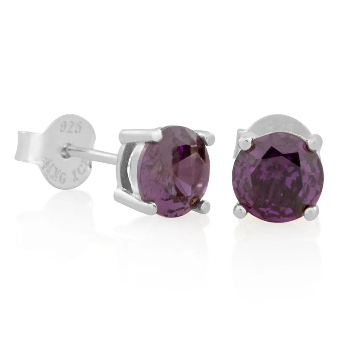 Purple Brilliant-Cut Stud Earrings