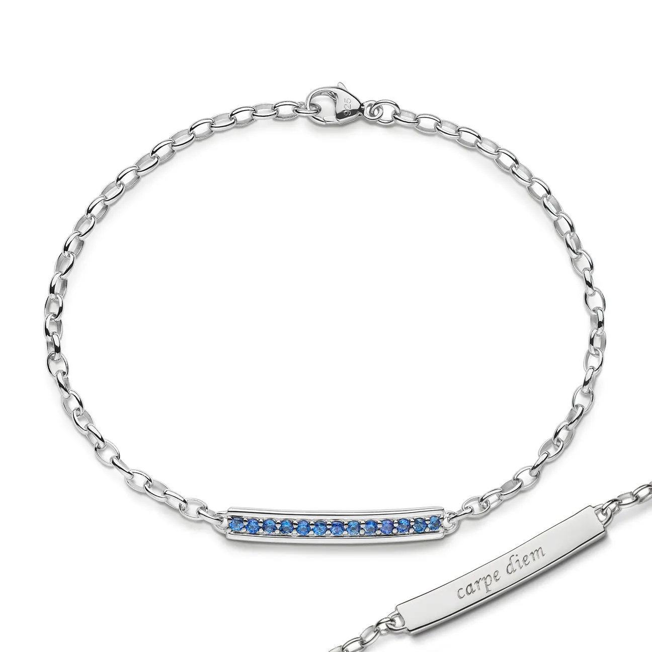 "Carpe Diem" Blue Sapphire Poesy Bracelet