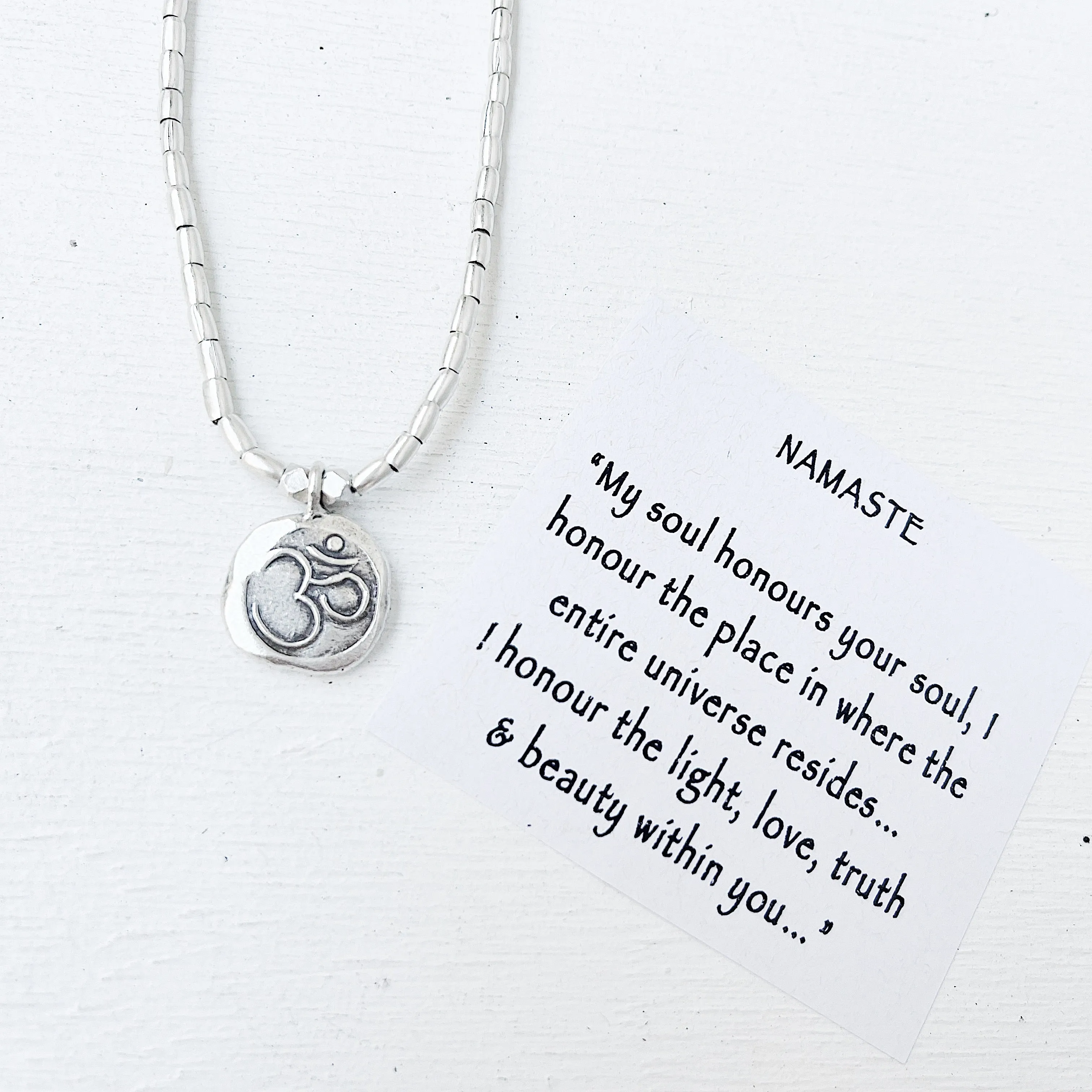 "NAMASTE" HILL TRIBE SILVER NECKLACE