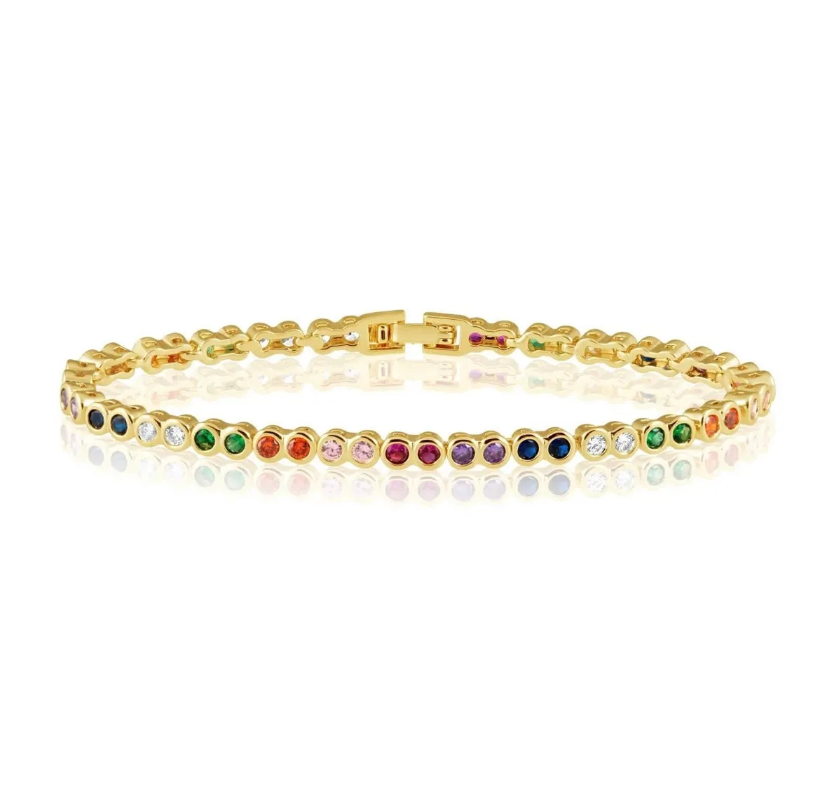 Rainbow Bezel Tennis Bracelet