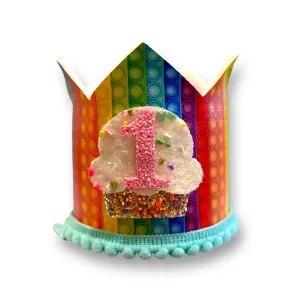 Rainbow Cupcake 1st Birthday Crown