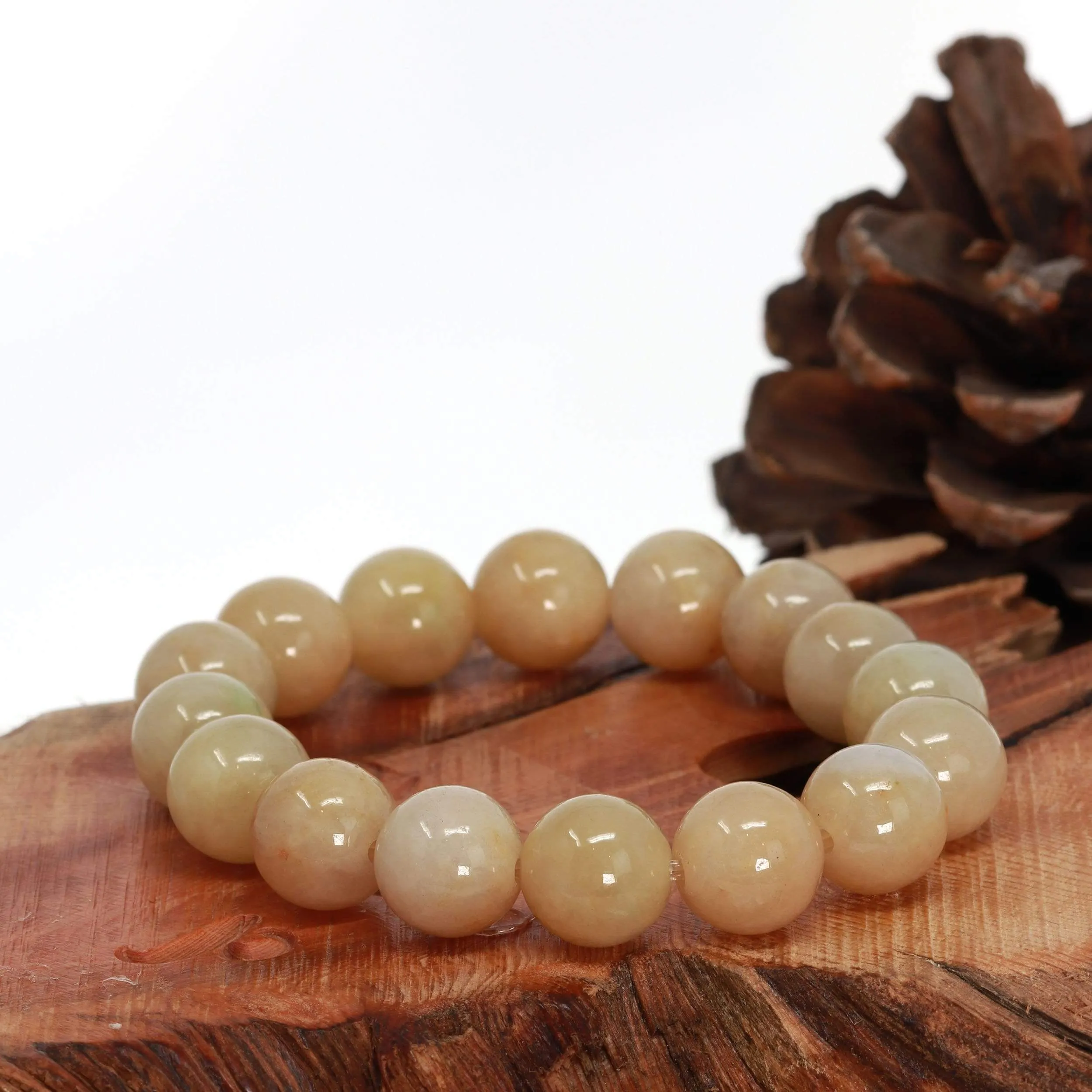 RealJade® Genuine Jadeite Jade Round Beads Bracelet ( 13 mm ) For Men