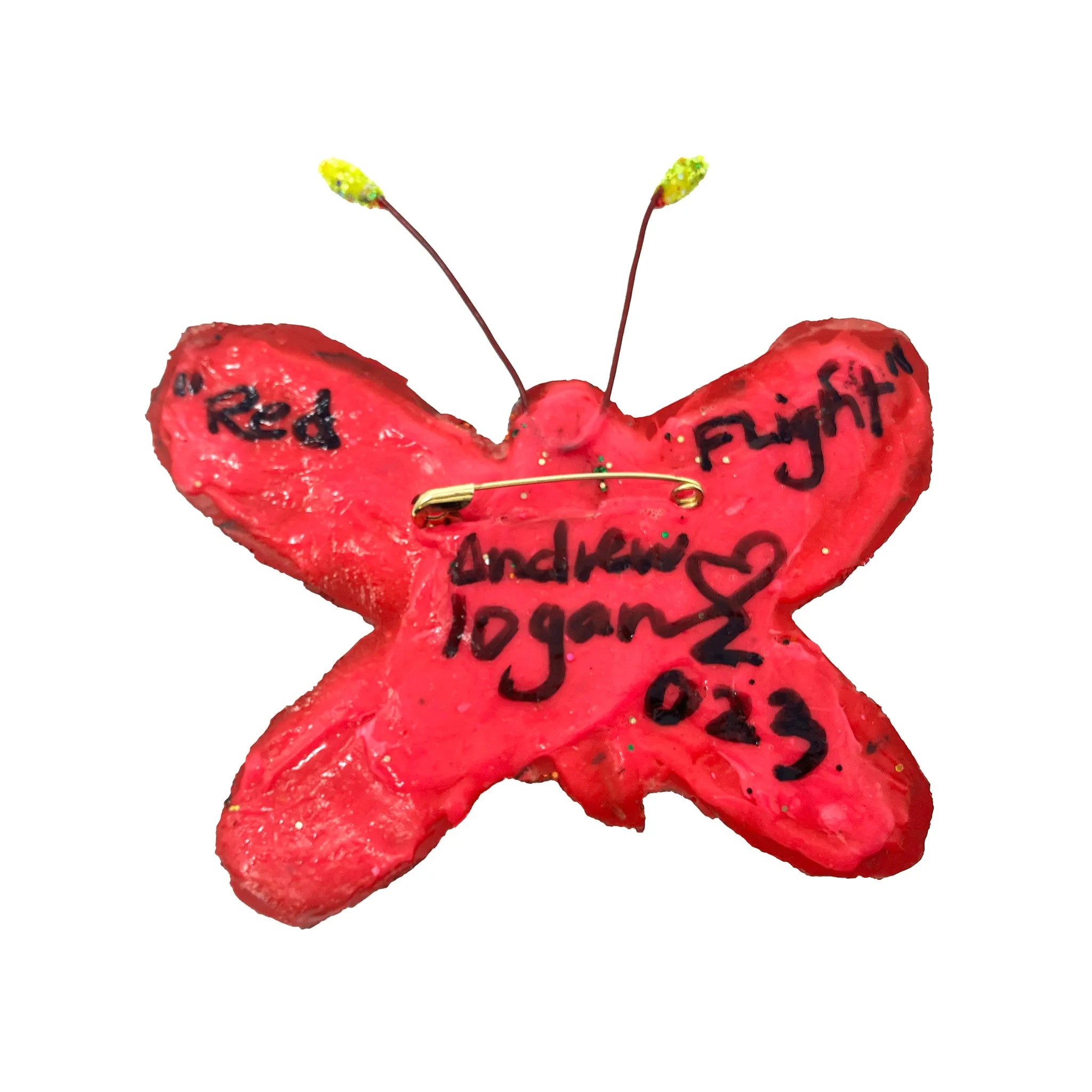 RED FLIGHT - THE POLLINATORS, BUTTERFLY BROOCH, 2023