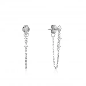 Rhodium Silver Spike Chain Stud Earrings E025-02H