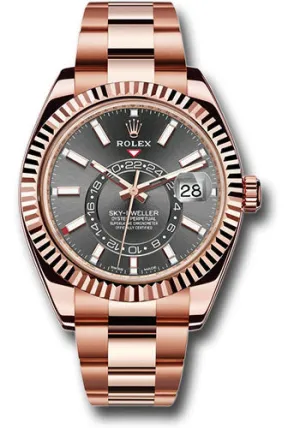 Rolex Everose Gold Sky-Dweller Watch - Dark Rhodium Index Dial - Oyster Bracelet - 326935 dkr