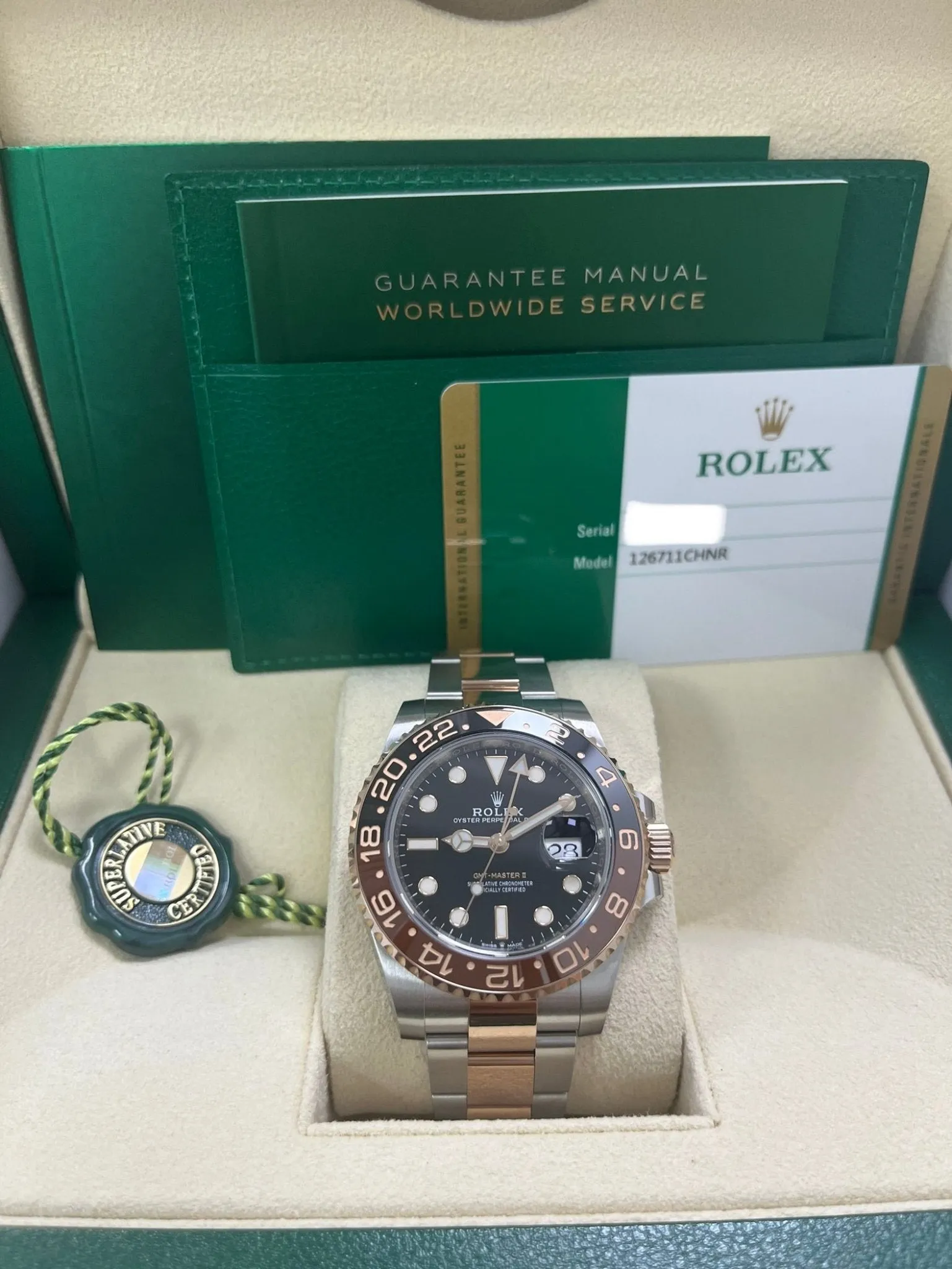 Rolex GMT-Master II Two-Tone Stainless Steel and Rose Gold - "The Rootbeer"- Black and Brown Bezel - Oyster Bracelet (Ref# 126711CHNR)