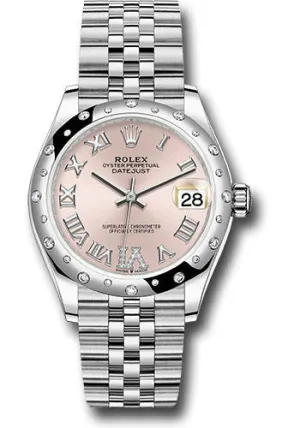 Rolex Steel and White Gold Datejust 31 Watch - Domed 24 Diamond Bezel - Pink Roman Diamond 6 Dial - Jubilee Bracelet 278344RBR pdr6j