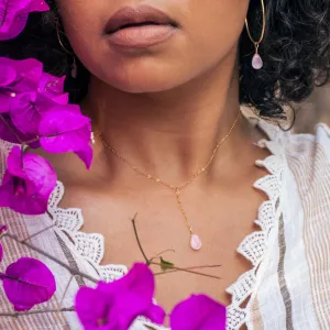 Rose Quartz Lariat Necklace