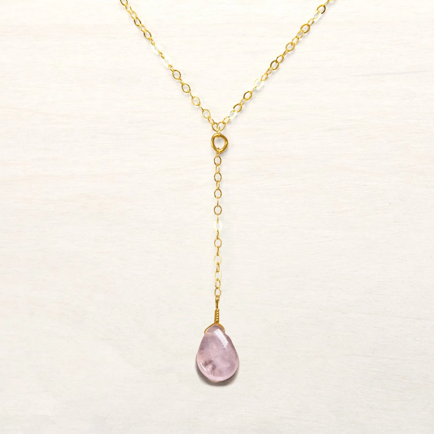 Rose Quartz Lariat Necklace