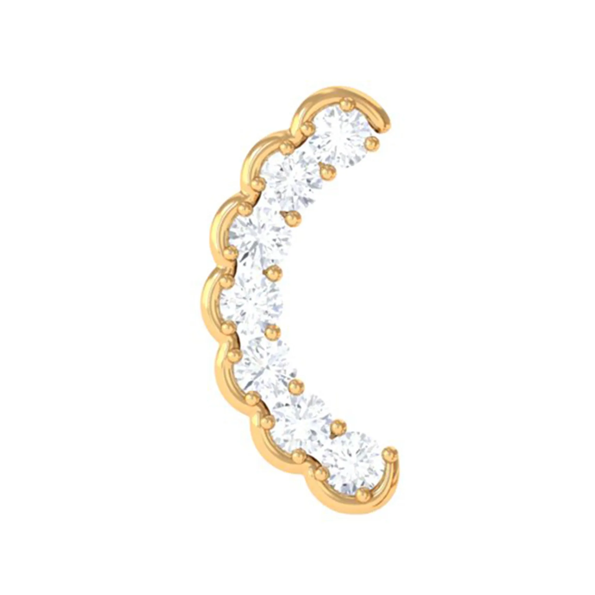 Round Moissanite Climber Cartilage Earring in Gold