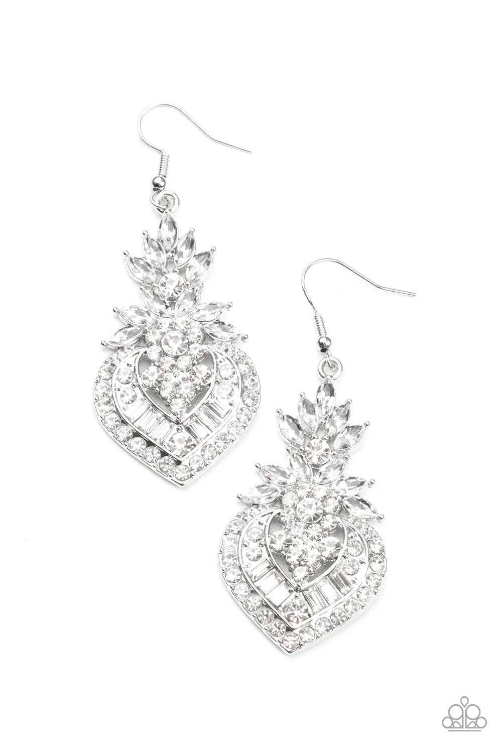 Royal Hustle - White Earrings - Paparazzi Accessories