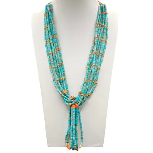 Royston Turquoise and Spiny Oyster Jacla Necklace Santo Domingo