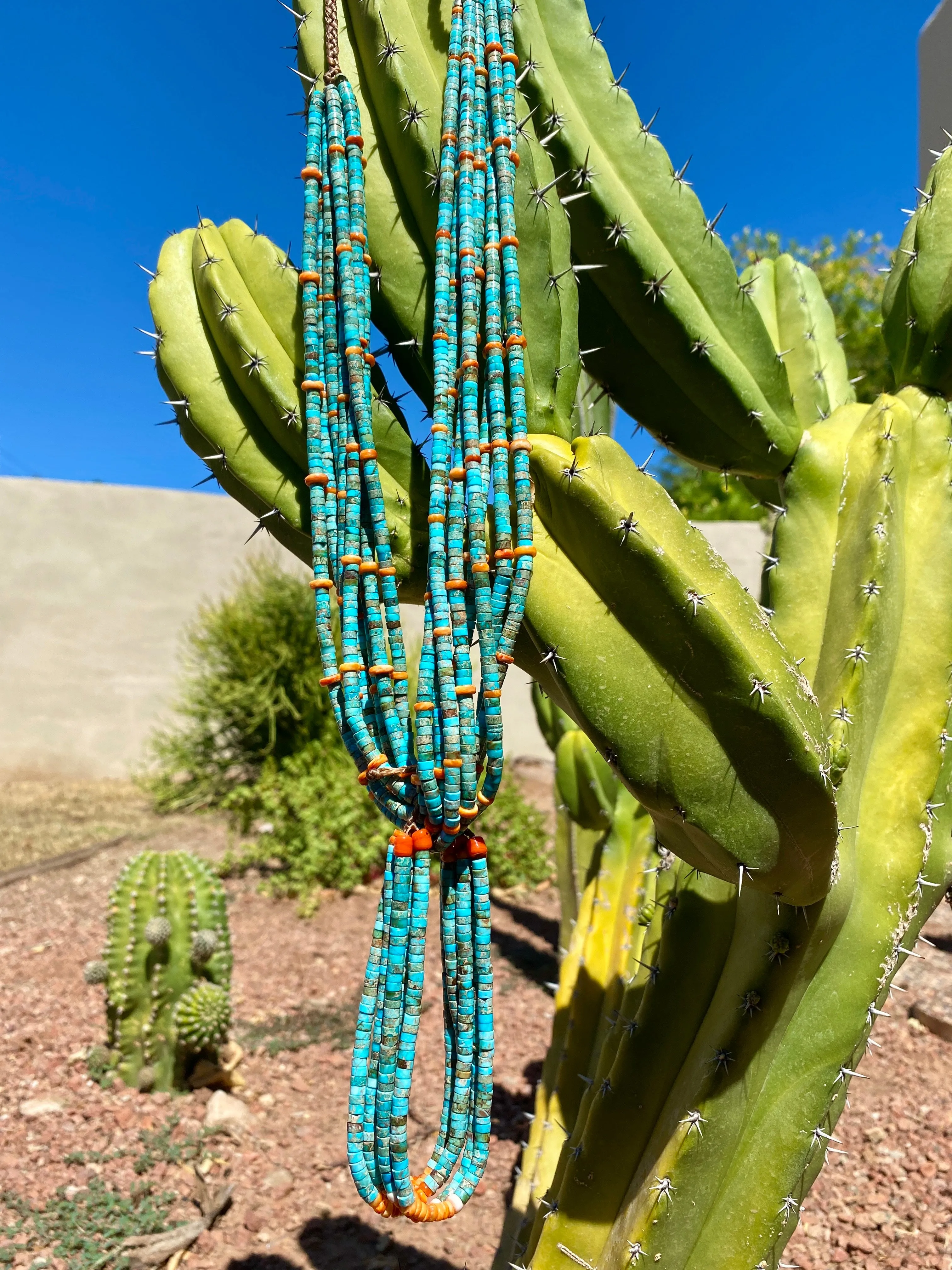 Royston Turquoise and Spiny Oyster Jacla Necklace Santo Domingo