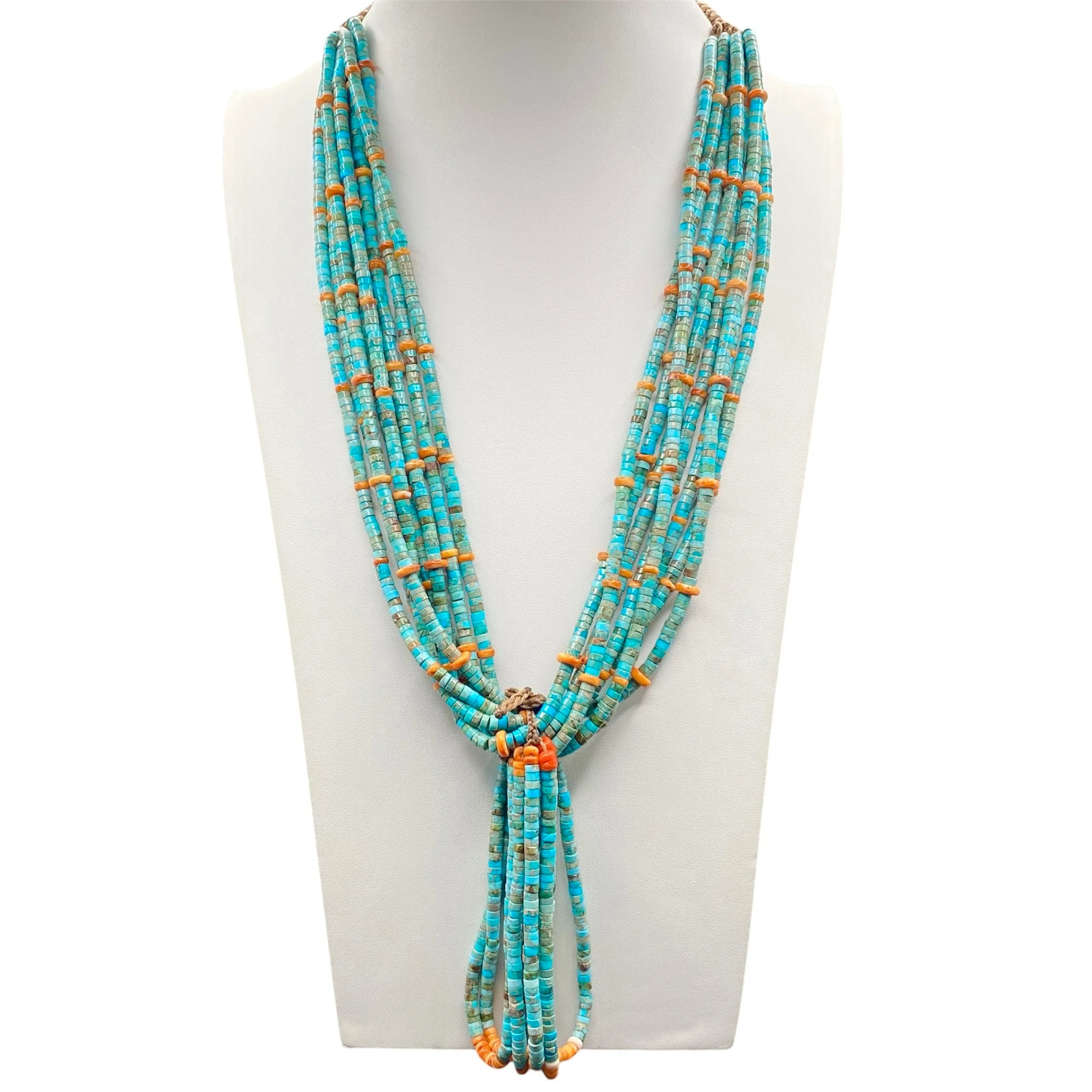 Royston Turquoise and Spiny Oyster Jacla Necklace Santo Domingo