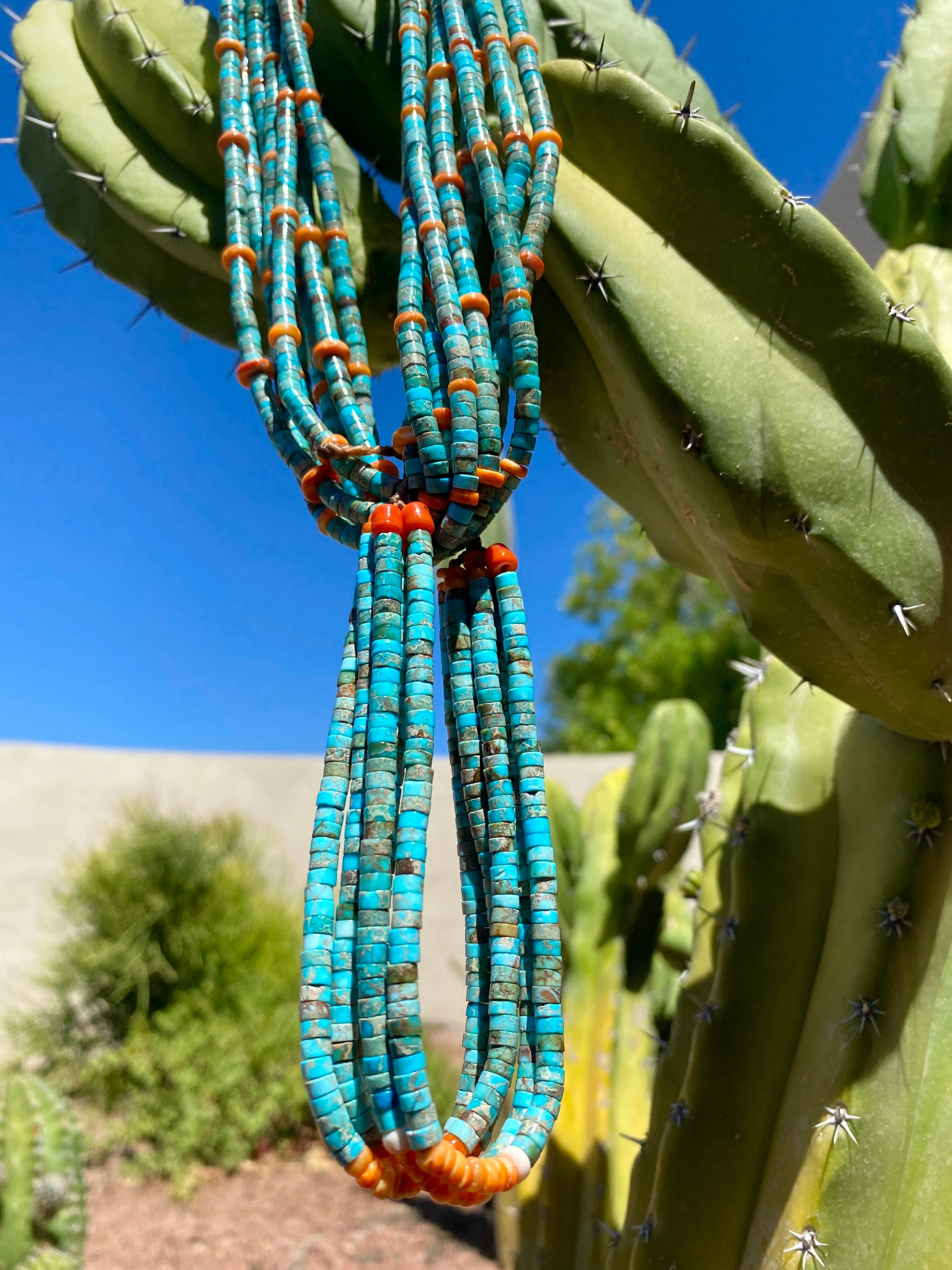 Royston Turquoise and Spiny Oyster Jacla Necklace Santo Domingo