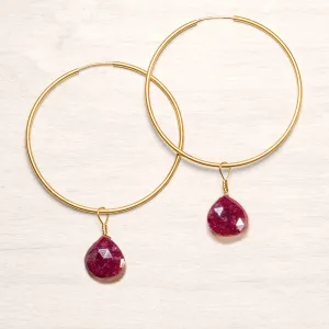 Ruby Hoop Earrings