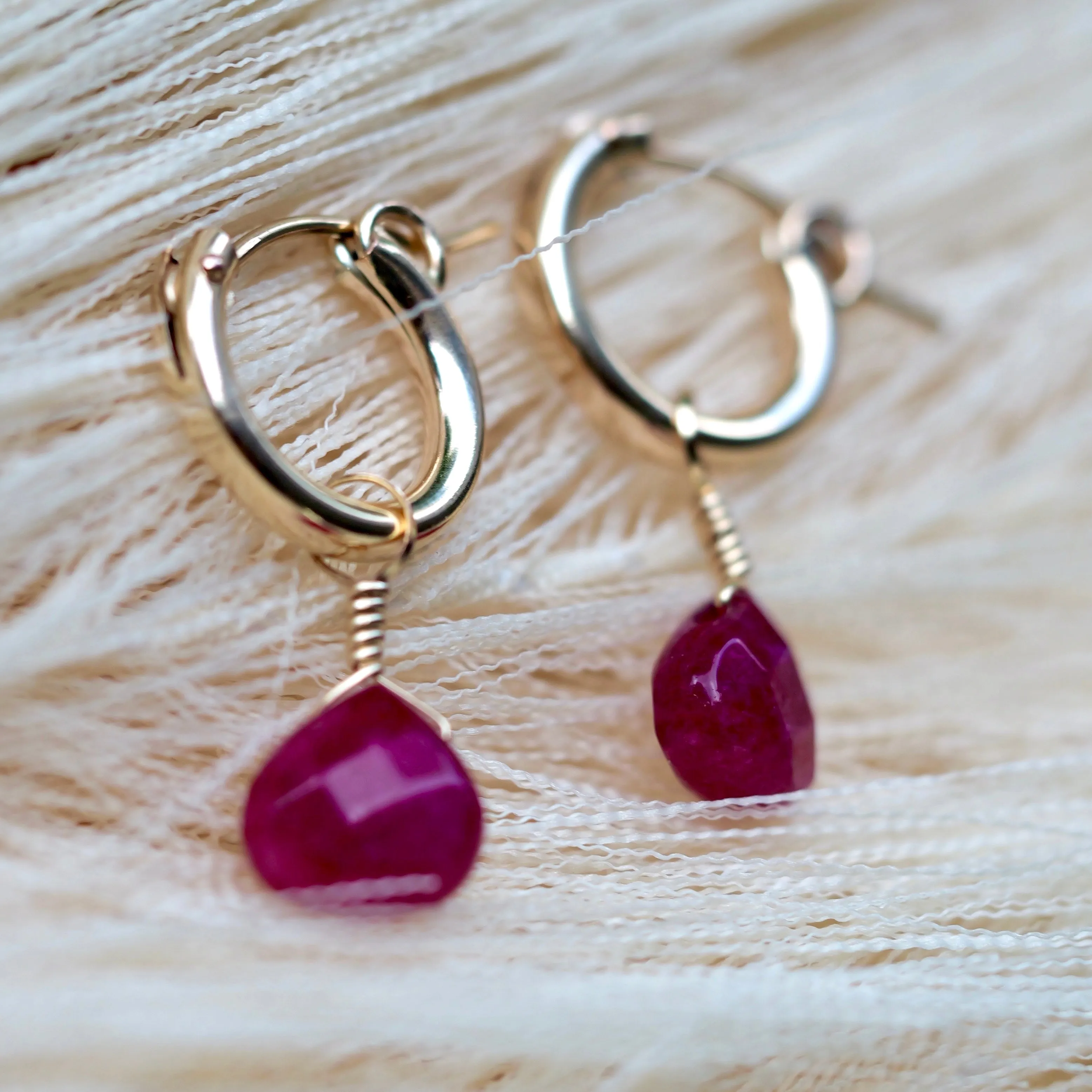 Ruby Huggie Earrings