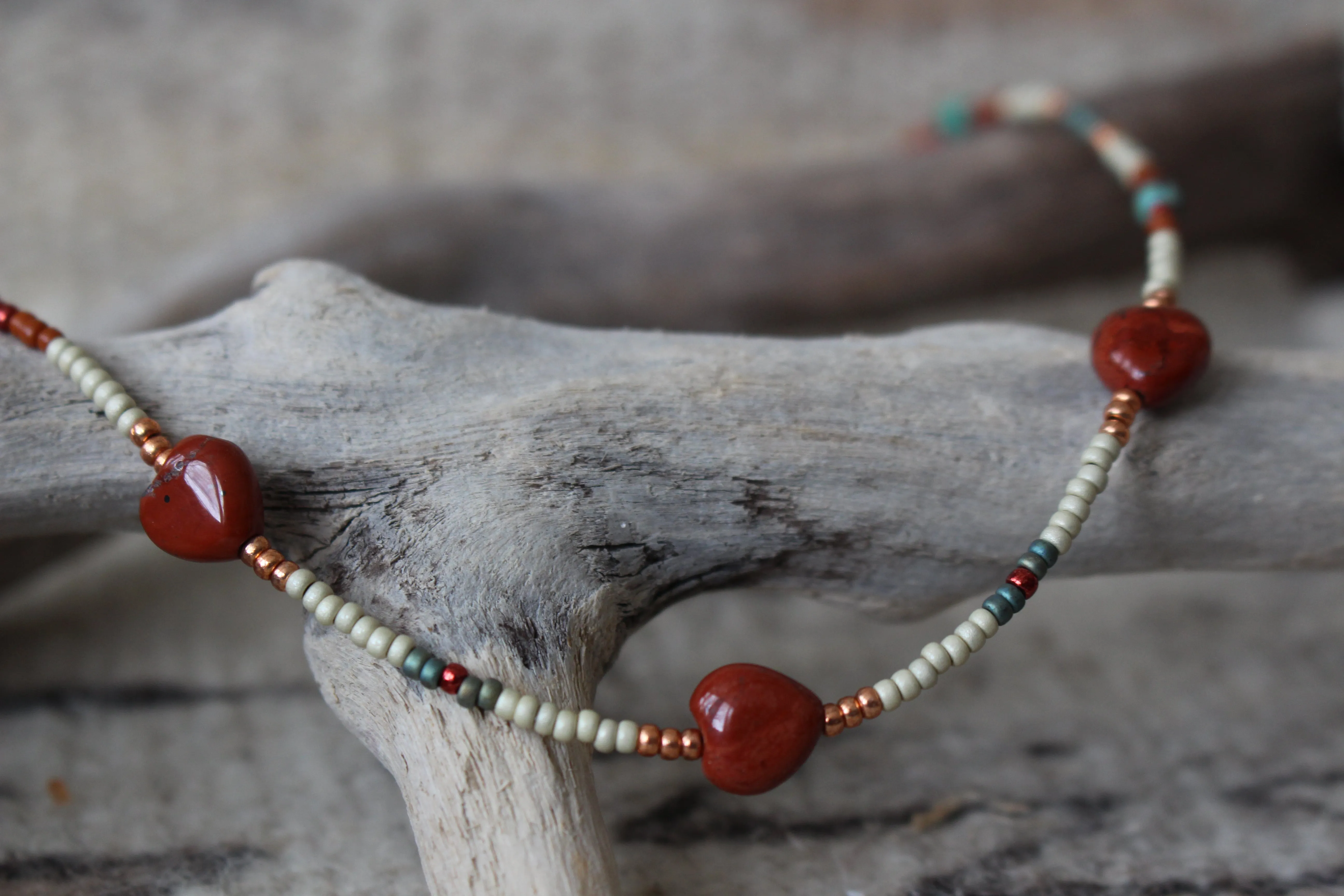 Rust and Sage Beaded Necklace