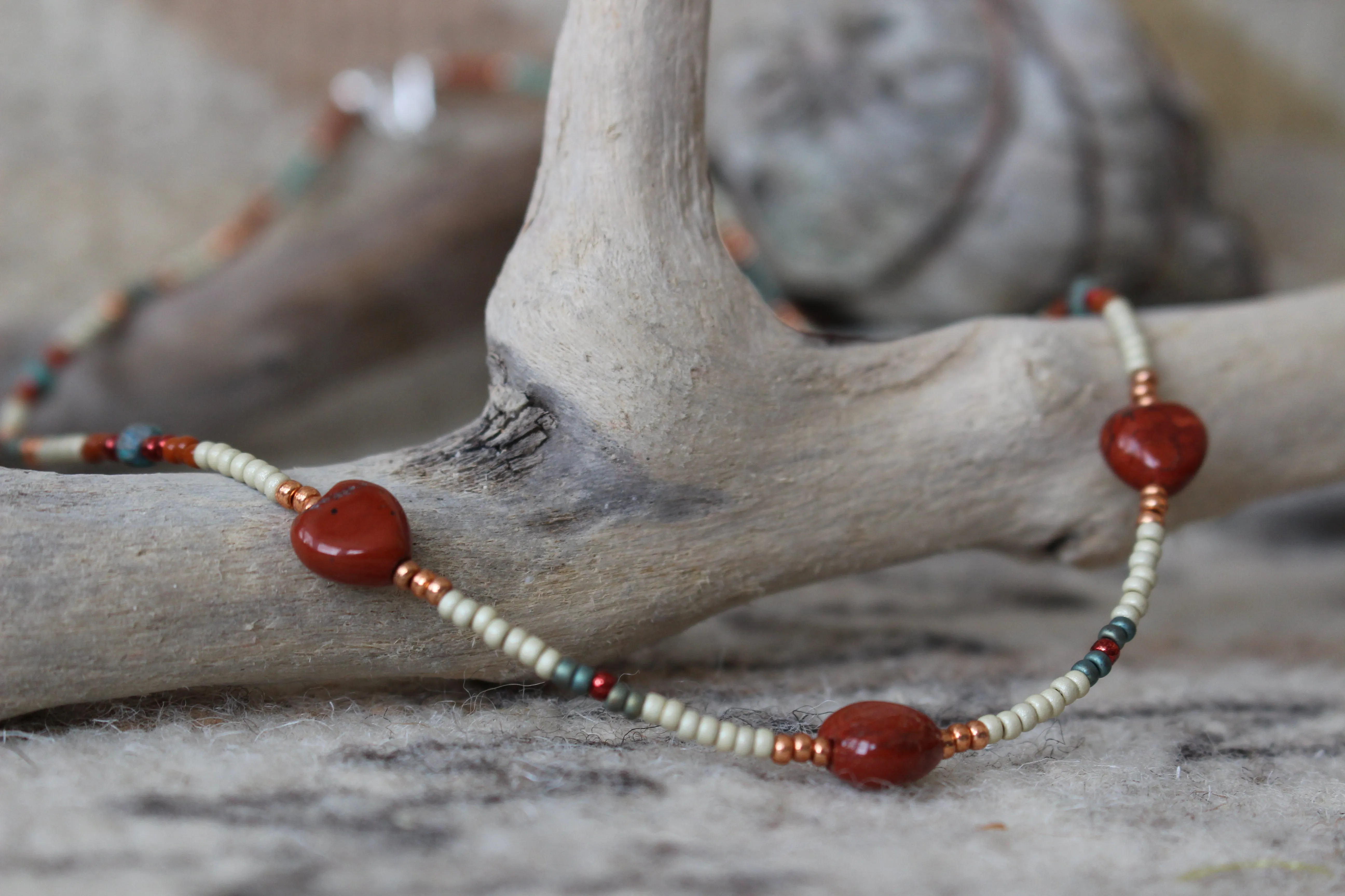 Rust and Sage Beaded Necklace