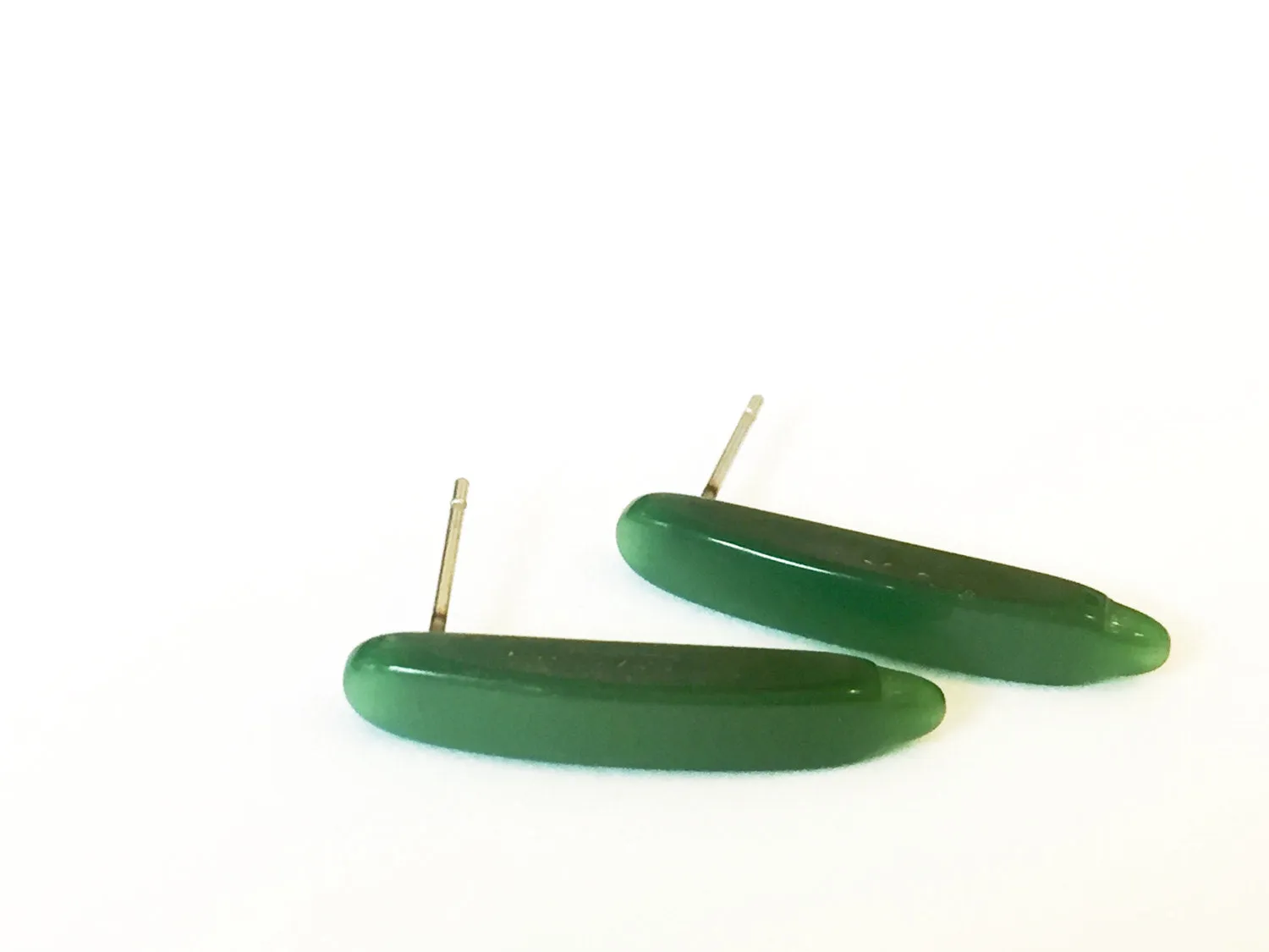 Sage Green Moonglow Dagger Stud Earrings