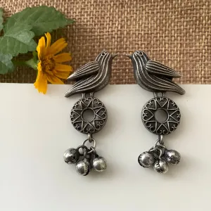 Salvanity German Silver Birdly Earrings