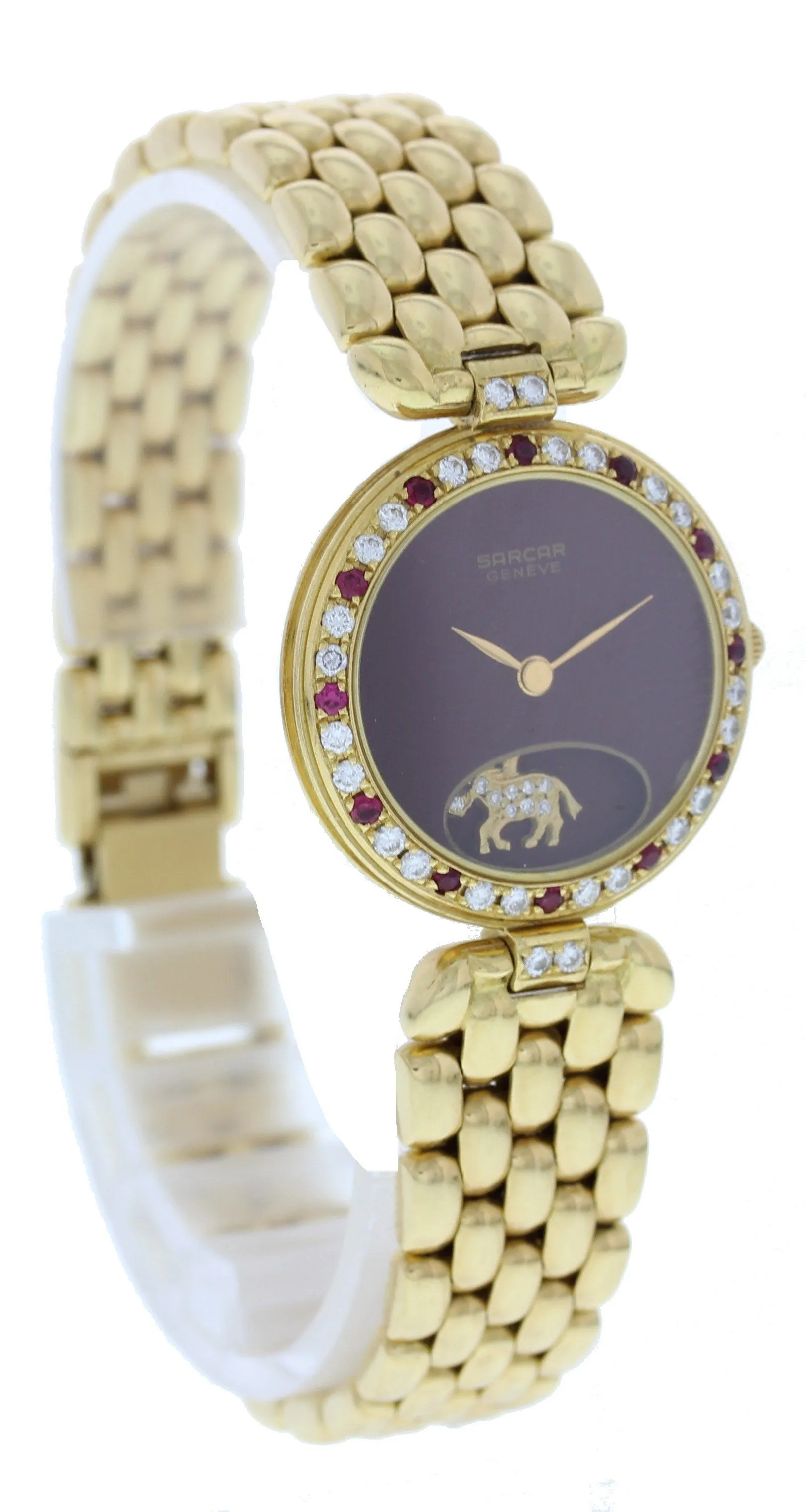 Sarcar Geneve 18K Yellow Gold Diamonds And Rubies Watch