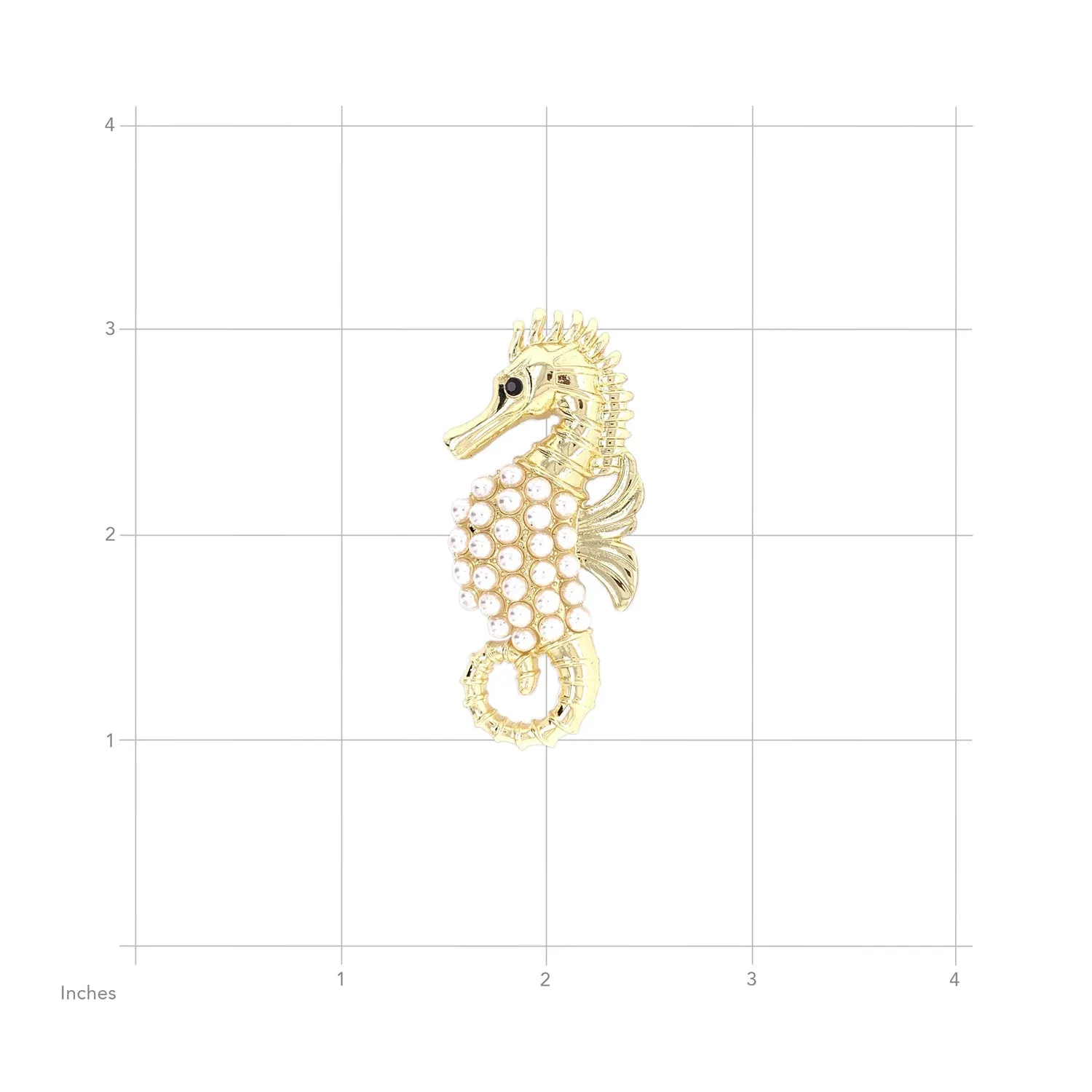 Seahorse and Pearls Gold Brooch