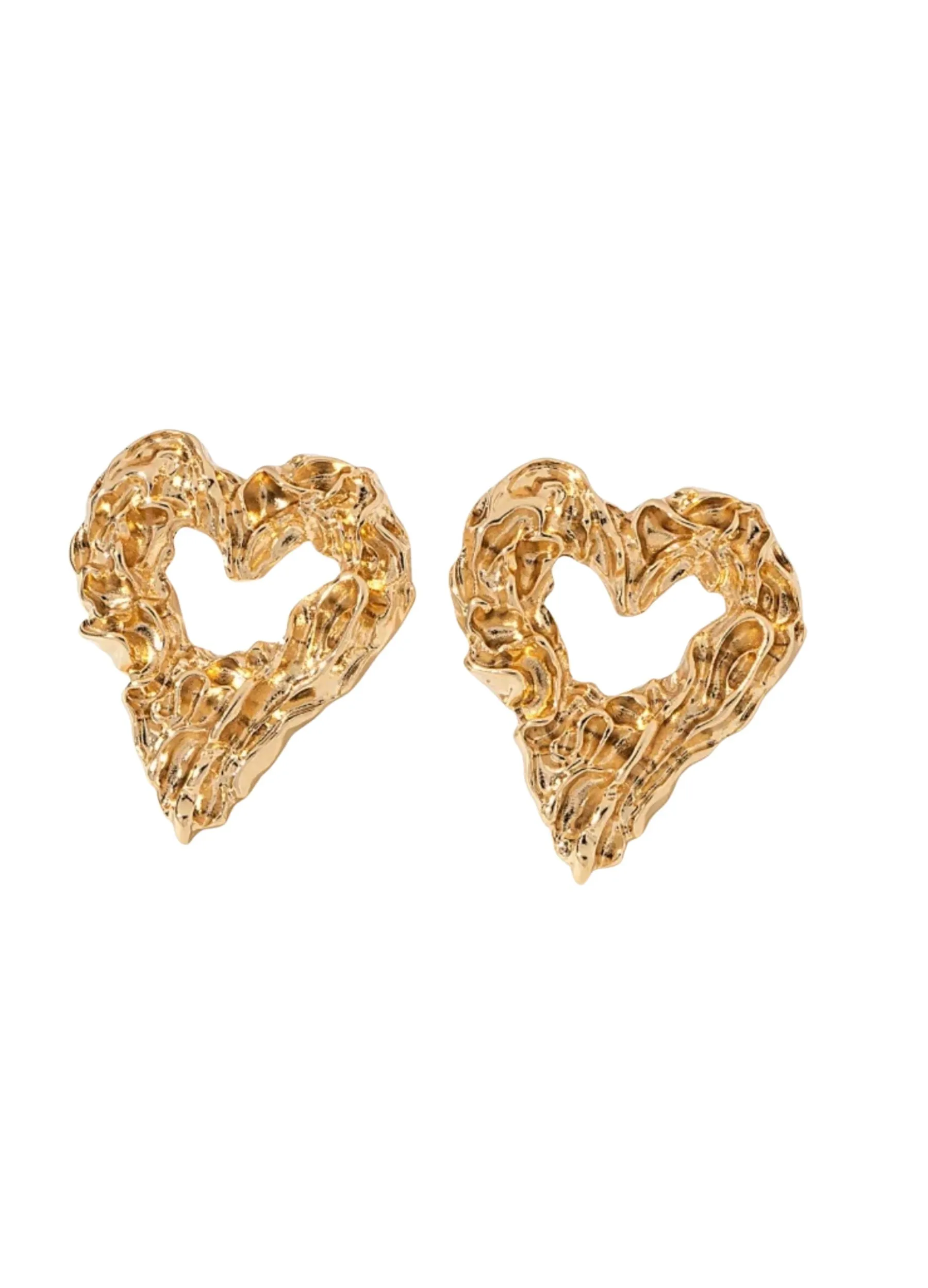 She Creates Stories - Crushed Heart Earrings - Gold