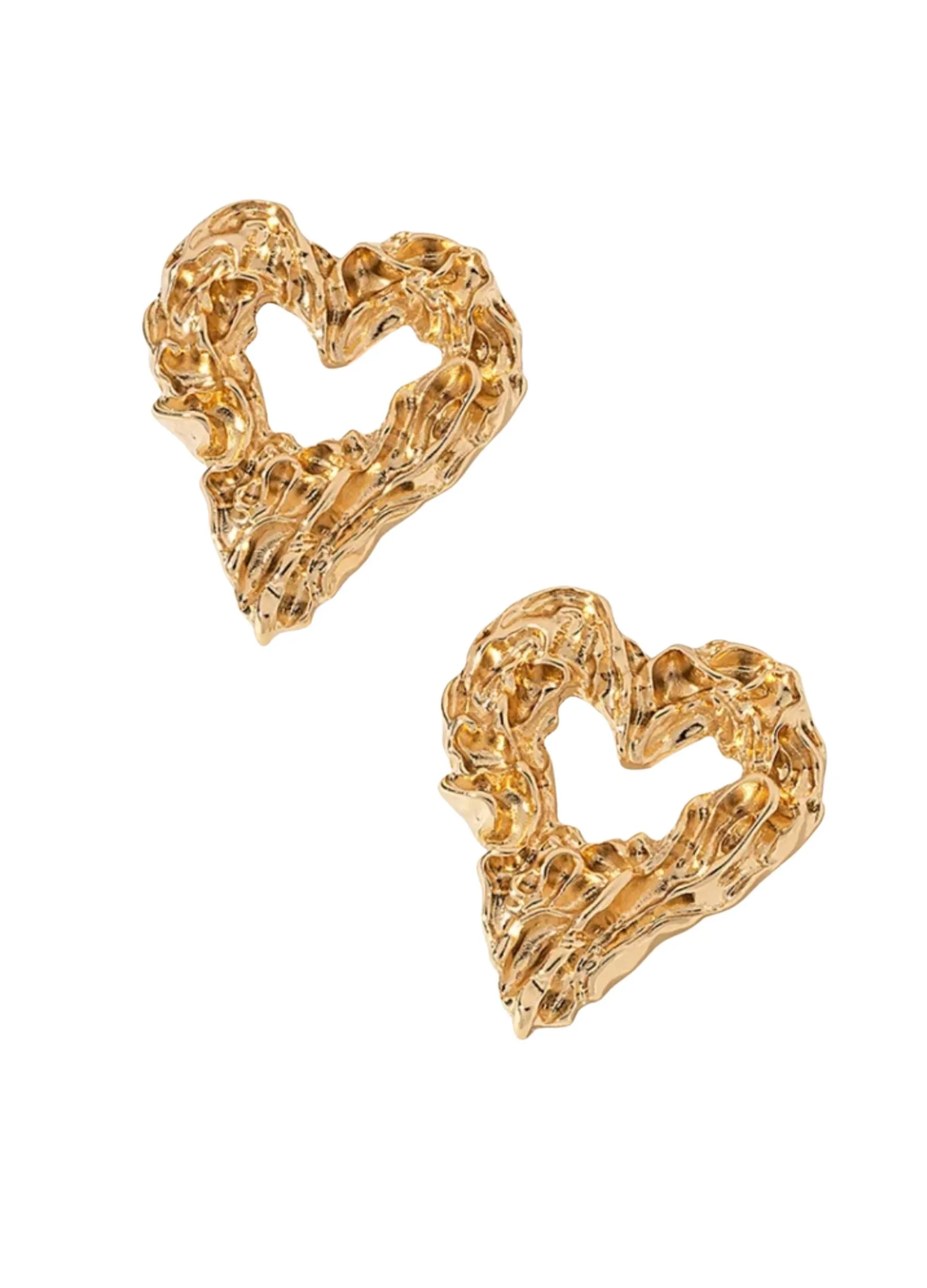 She Creates Stories - Crushed Heart Earrings - Gold