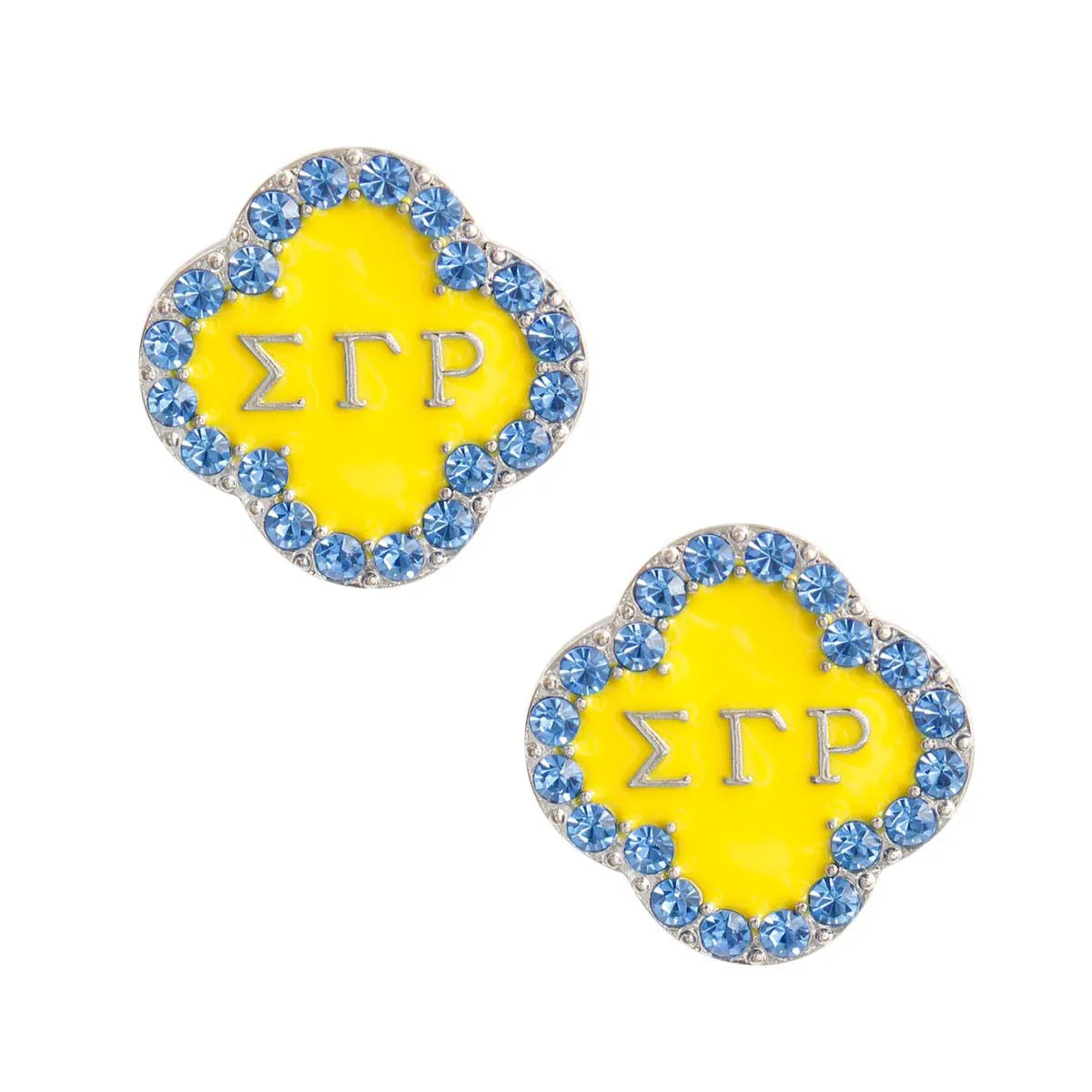 Sigma Gamma Rho Earrings Blue Gold Sorority SGRHO Studs Earrings