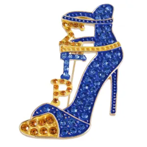 Sigma Gamma Rho Inspired Blue Gold Heel Sorority Pin Brooch SGRHO