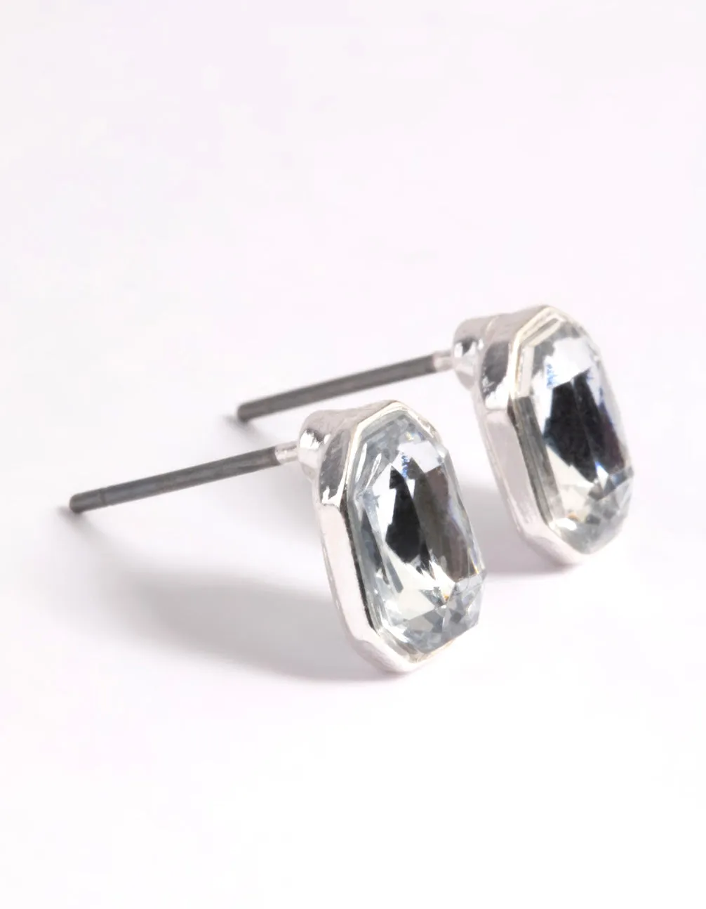 Silver Diamante Radiant Stud Earrings