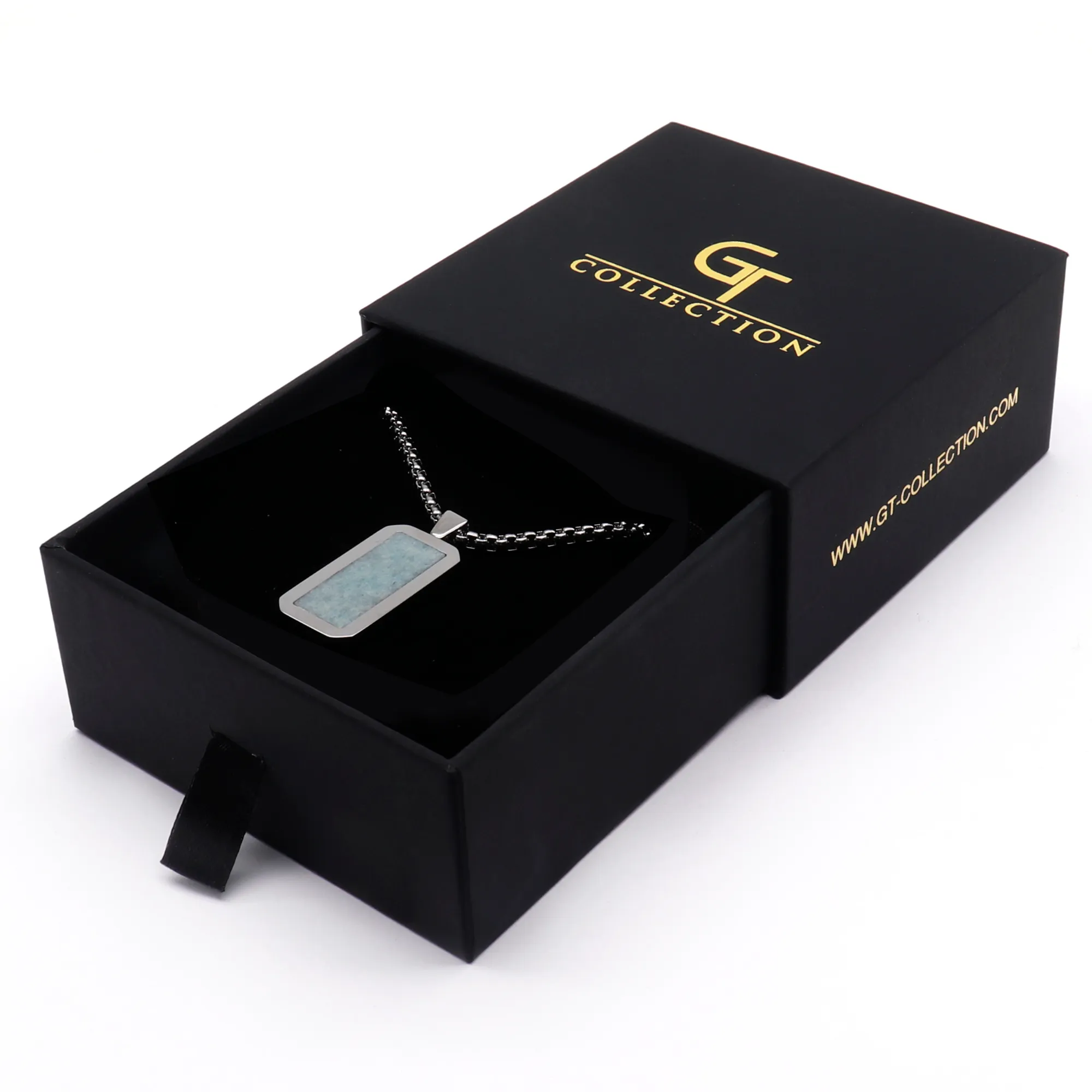 Silver Necklace with Rectangle Amazonite Pendant