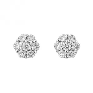 Small Flower Diamond 9ct White Gold Stud Earrings GE1010