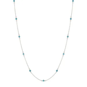 Sterling Silver Simple Beaded Chain with Turquoise