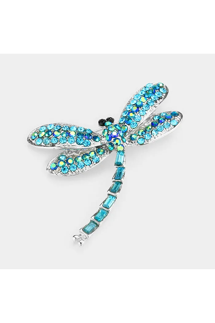 Stone Pave Dragonfly Pin Brooch