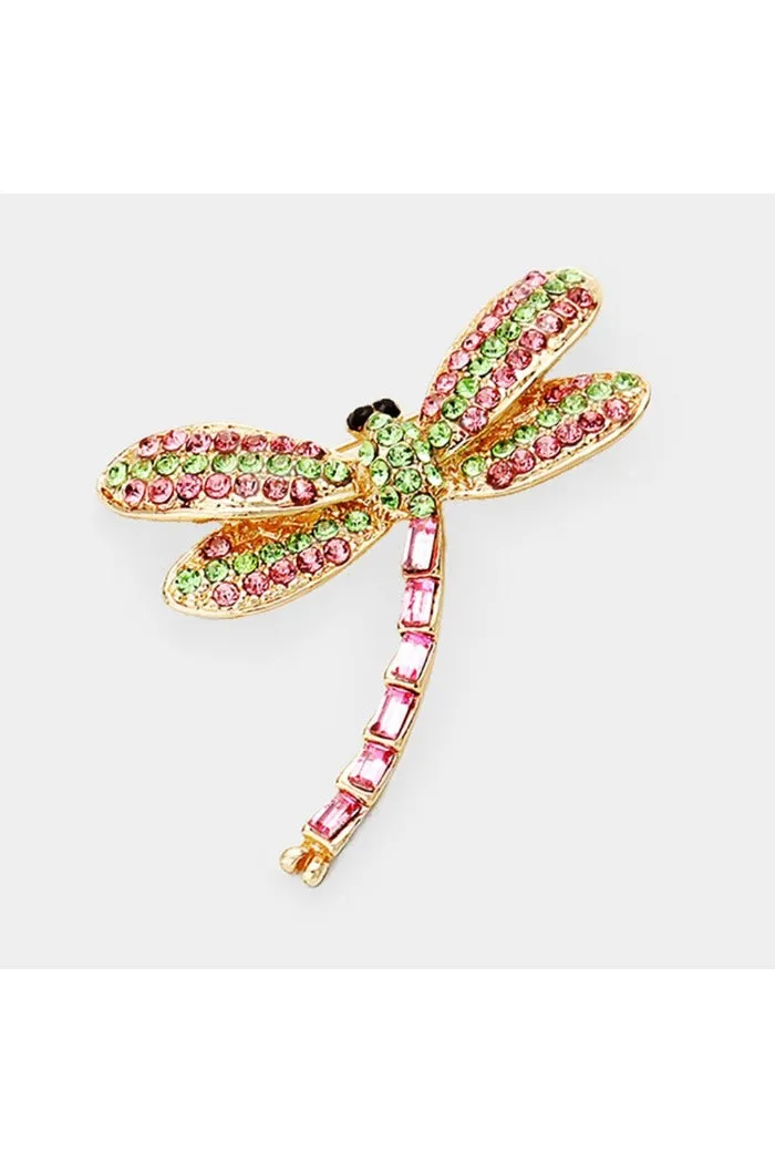 Stone Pave Dragonfly Pin Brooch