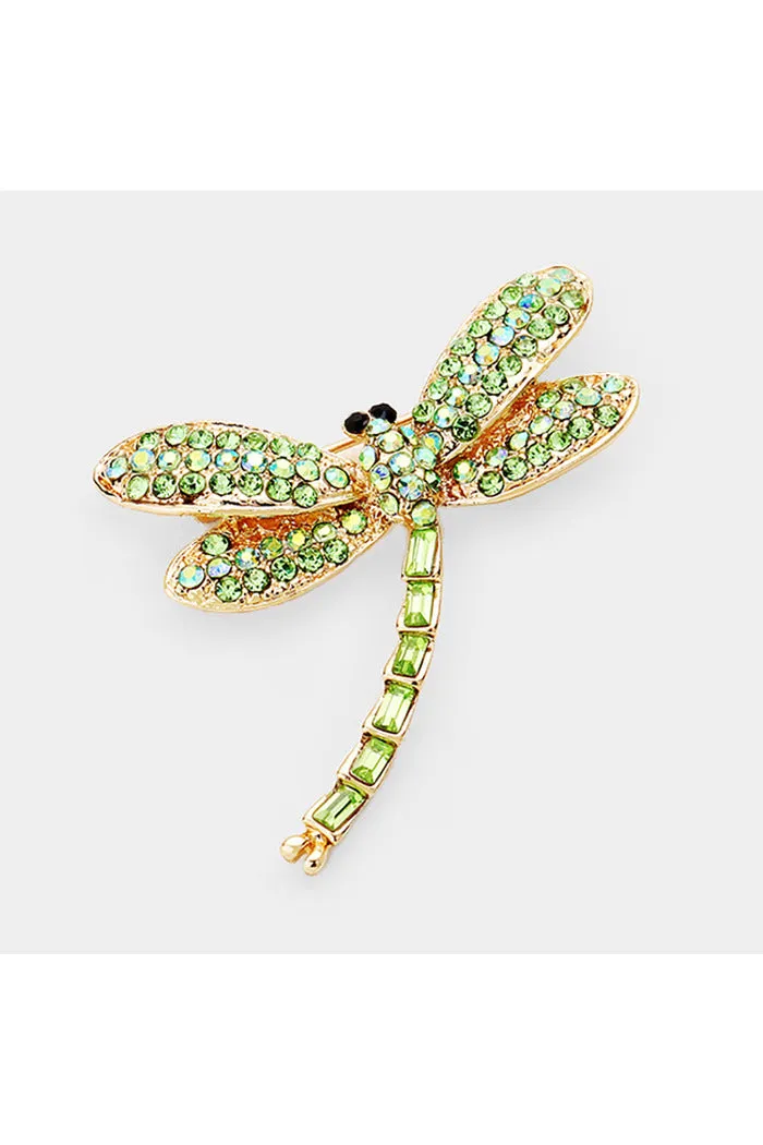 Stone Pave Dragonfly Pin Brooch