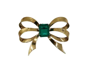 Stunning Vintage Green Bow Brooch